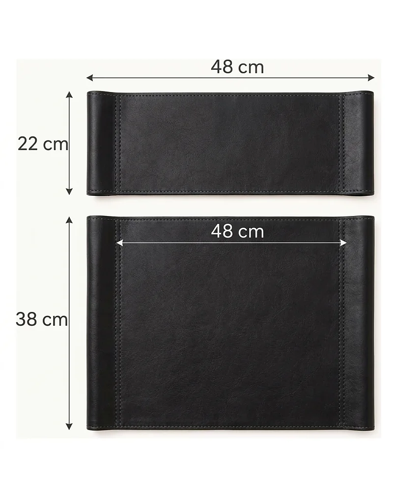 Kit de couro com as medidas das peças em preto